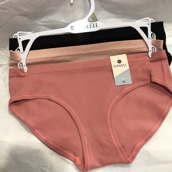 Fitwell Intimates 3pack stretch ribbed black nude mauve pink panties size 1X new - Picture 4 of 10